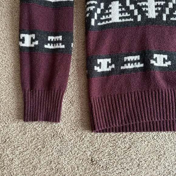 American Eagle Sweater Men's Large High Neck Fair Isle Heavy 2 Button - Picture 4 of 11